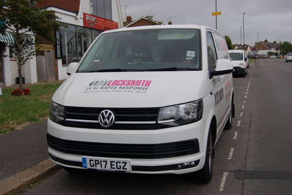 Lady Locksmith van — locksmiths covering Lancing Lady Locksmith rapid response van parked at the kerb